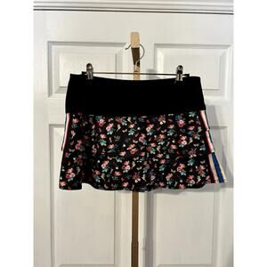 Lucky in Love Black Floral Tennis Skort, Size Medium